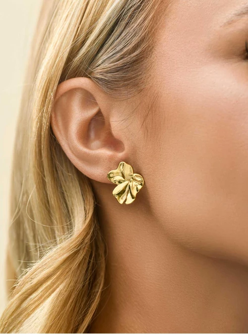 Kolczyki kwiaty, stal pozłacana S210679Z00