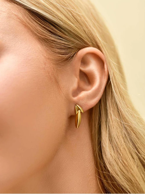 Kolczyki listki, stal pozłacana S210570Z00