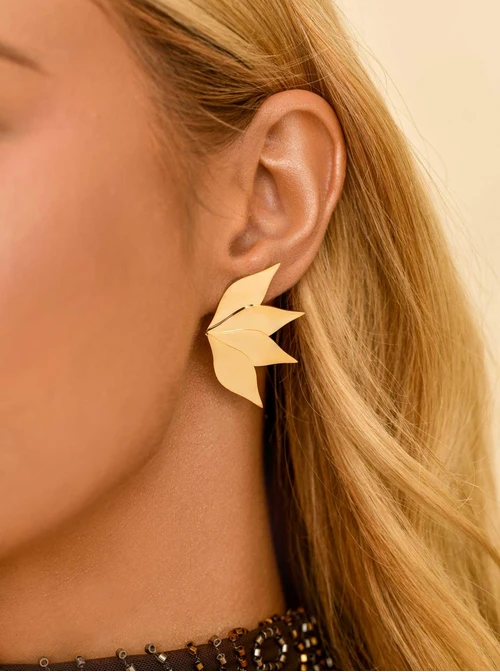 Kolczyki listki, stal pozłacana S211442Z00