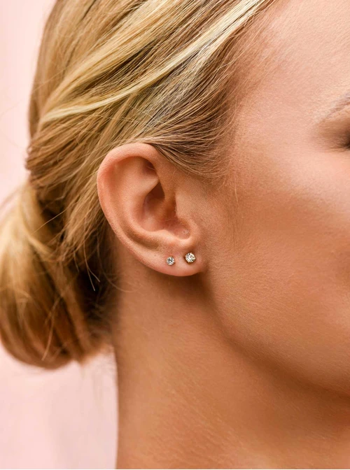 Kolczyki malutki kryształek, 3mm, stal pozłacana S210282Z02