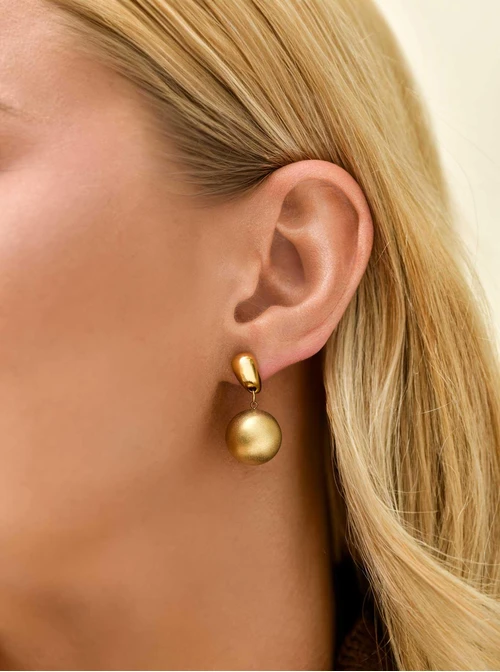 Kolczyki matowa kulka, stal pozłacana S211465Z00