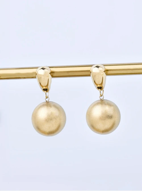 Kolczyki matowa kulka, stal pozłacana S211465Z00