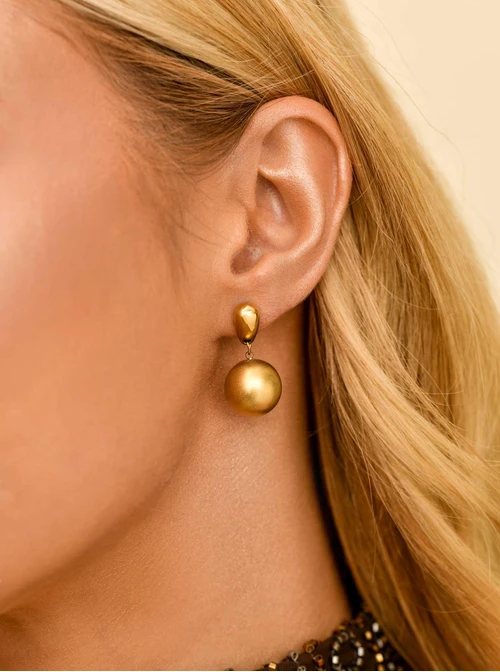 Kolczyki matowa kulka, stal pozłacana S211465Z00