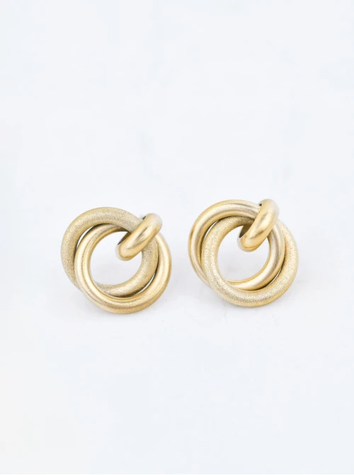 Kolczyki matowe kółeczka, stal pozłacana S210572Z00