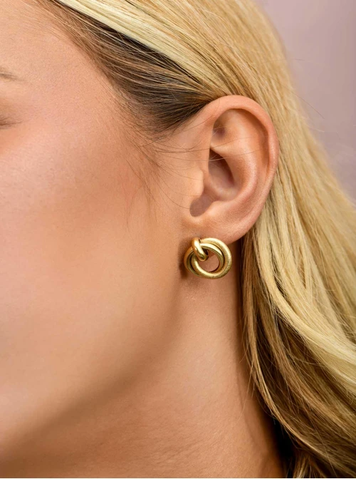 Kolczyki matowe kółeczka, stal pozłacana S210572Z00