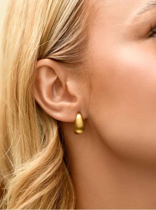 Kolczyki matowe krople, stal pozłacana S210566Z00