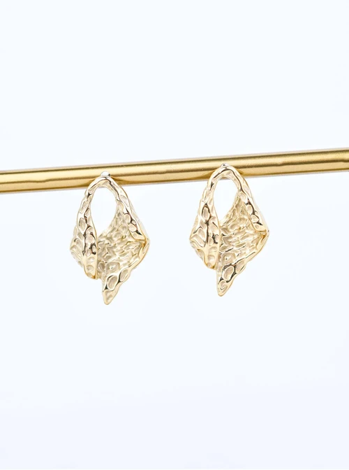 Kolczyki młotkowane, stal pozłacana S211241Z00