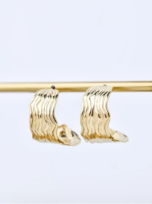 Kolczyki nieregularny kształt, stal pozłacana S210587Z00