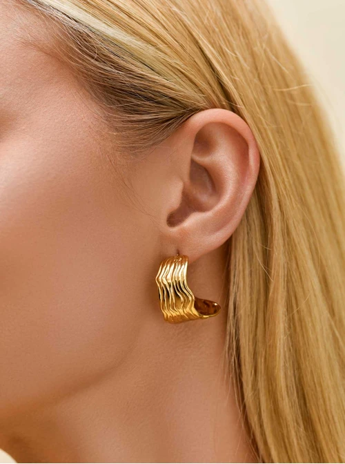 Kolczyki nieregularny kształt, stal pozłacana S210587Z00