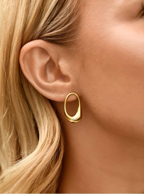 Kolczyki owalne, stal pozłacana S210582Z00