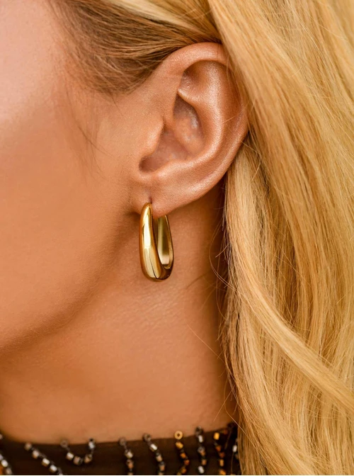 Kolczyki owalne, stal pozłacana S211458Z00