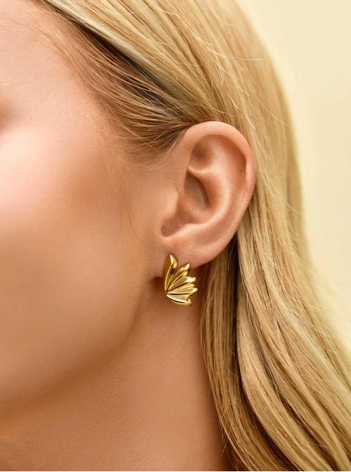 Kolczyki płatki kwiatów, stal pozłacana S210695Z00