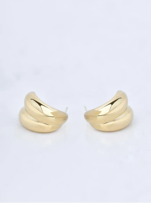 Kolczyki podwójne kropelki, stal pozłacana S210569Z00