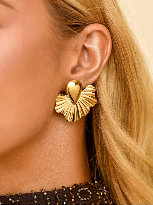 Kolczyki retro, stal pozłacana S211446Z00