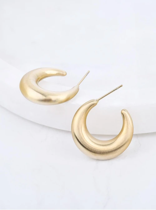 Kolczyki dmuchane, matowe księżyce, stal pozłacana S210568Z00
