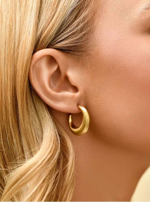 Kolczyki dmuchane, matowe księżyce, stal pozłacana S210568Z00