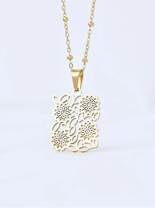 Naszyjnik ażurowy wzór, Rozeta Vezzi, stal pozłacana S311468Z00 