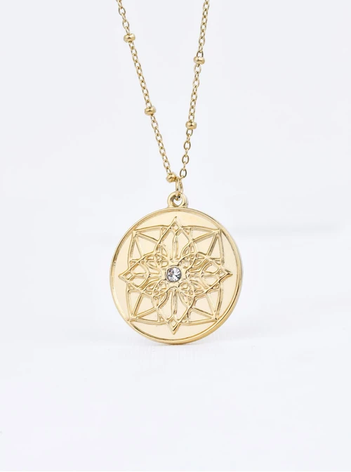 Naszyjnik, ażurowy wzór Vezzi, stal pozłacana, S310691Z00