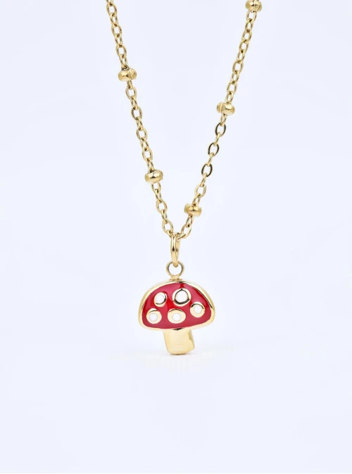 Naszyjnik muchomorek, stal pozłacana S310306Z03
