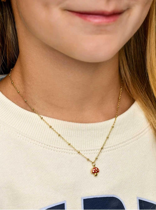 Naszyjnik muchomorek, stal pozłacana S310306Z03