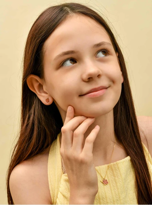 Naszyjnik różowy słonik, stal pozłacana  S310300Z06