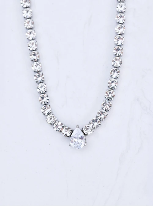 Naszyjnik tenisowy, kryształki, stal S310271S02