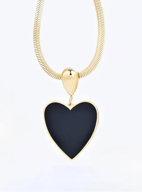Naszyjnik żmijka, serce, stal pozłacana S310716Z00
