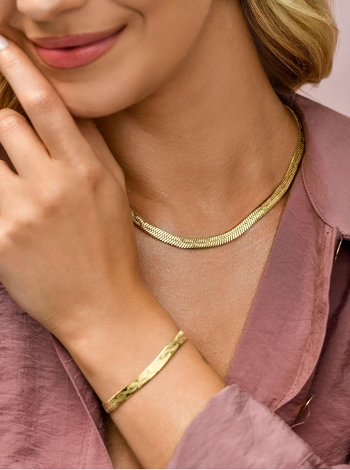 Naszyjnik żmijka, stal pozłacana S310705Z00