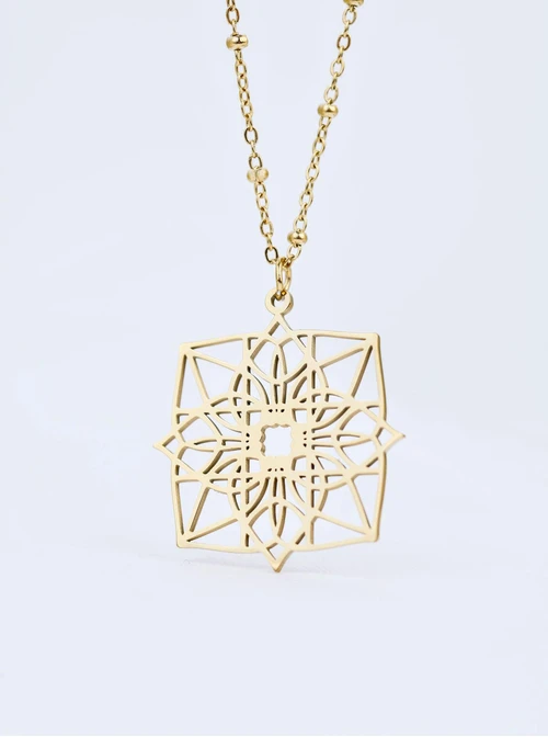 Naszyjnik, ażurowy wzór Vezzi, stal pozłacana S310692Z00