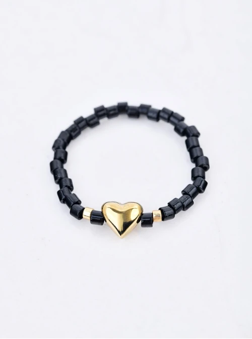 Pierścionek elastyczny, koraliki Miyuki, stal pozłacana, S410458Z00-0