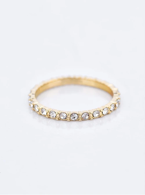 Pierścionek kryształki, stal pozłacana S409909Z00