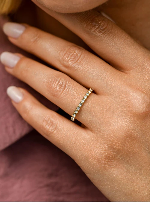 Pierścionek kryształki, stal pozłacana S409909Z00