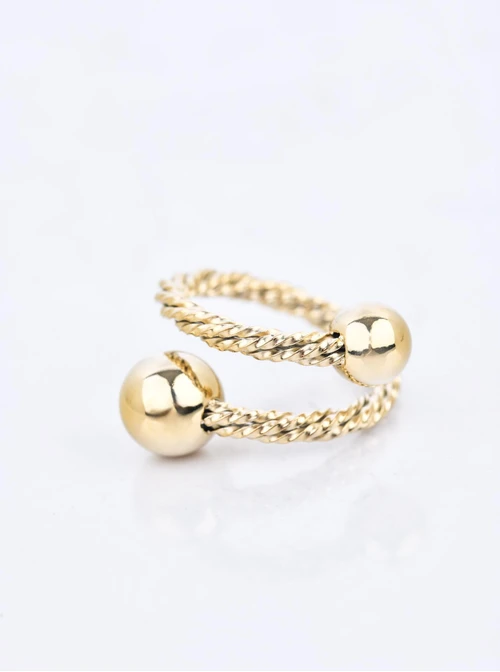 Pierścionek regulowany kulki, stal pozłacana S410733Z00-0