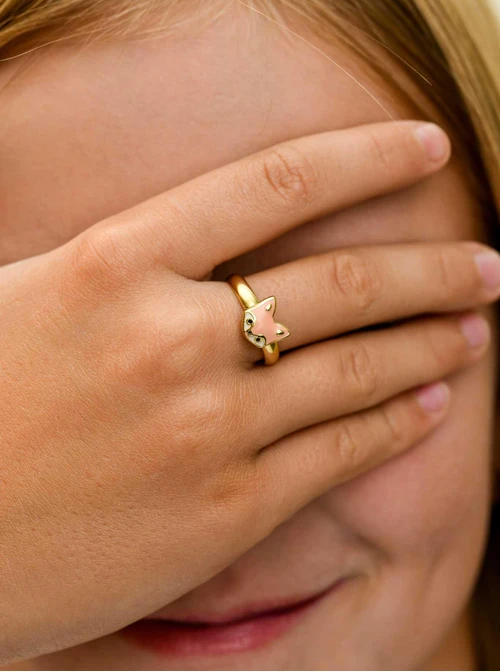 Pierścionek regulowany lisek, stal pozłacana S410310Z00-0