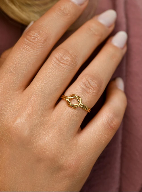 Pierścionek regulowany, stal pozłacana S410487Z00-0