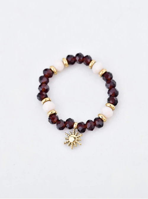 Pierścionek słoneczko, kryształki, stal pozłacana S410460Z00-0