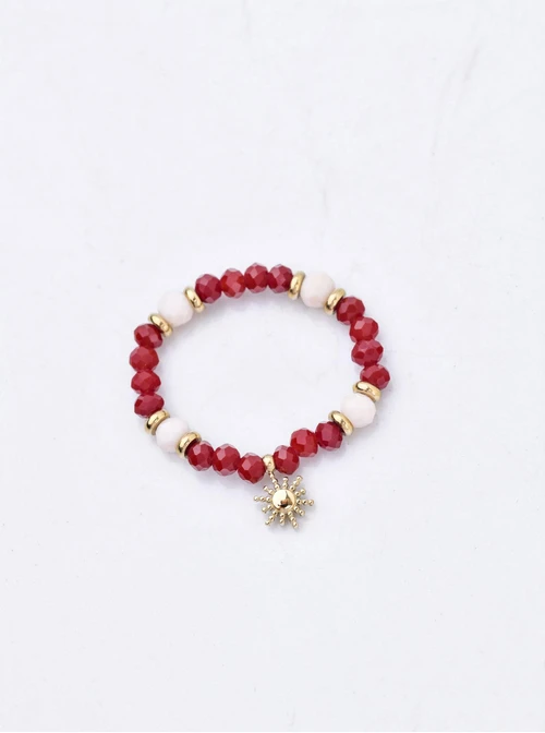 Pierścionek słoneczko, kryształki, stal pozłacana S410461Z00-0