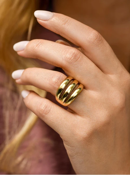 Pierścionek, stal pozłacana S410727Z00