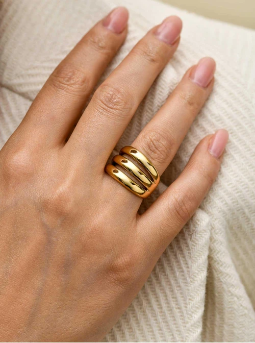 Pierścionek, stal pozłacana S410727Z00