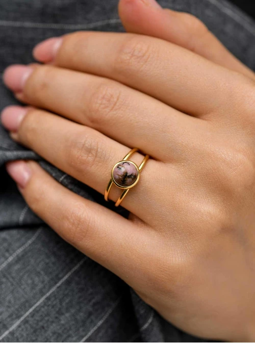 Pierścionek Jaspis, stal pozłacana S411547Z06