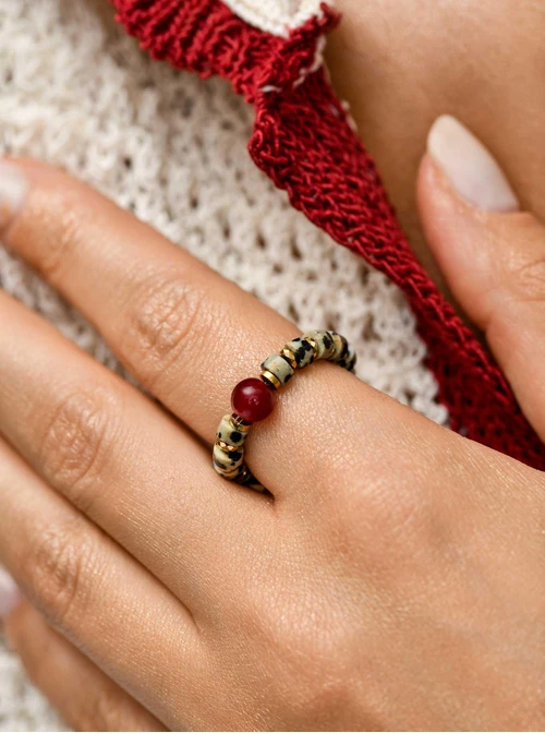 Pierścionek Rubin, Jaspis Dalmatyńczyk, Hematyt S410440Z00-0