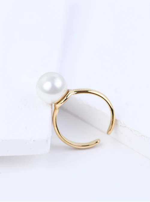 Pierścionek regulowany, perełka, stal pozłacana S410740Z00-0