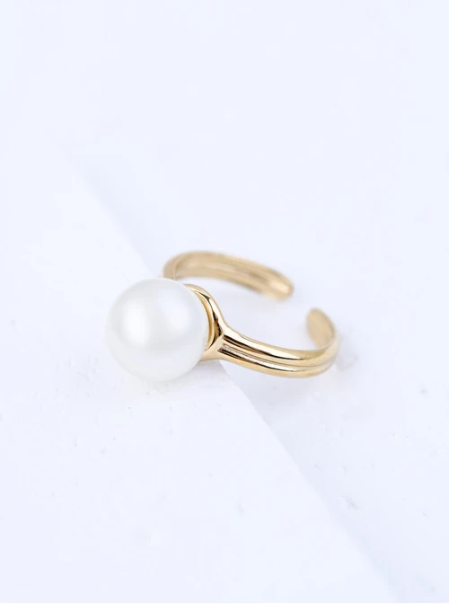 Pierścionek regulowany, perełka, stal pozłacana S410740Z00-0