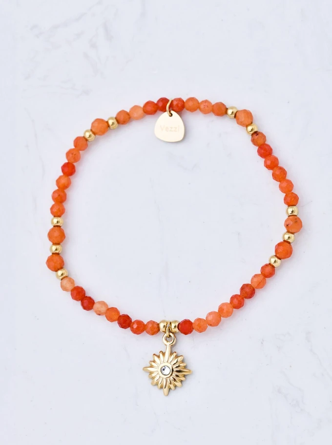 Bransoletka Agat pomarańczowy, gwiazda, stal pozłacana, S110609Z00