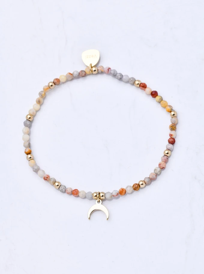 Bransoletka księżyc, Agat, stal pozłacana S111139Z00