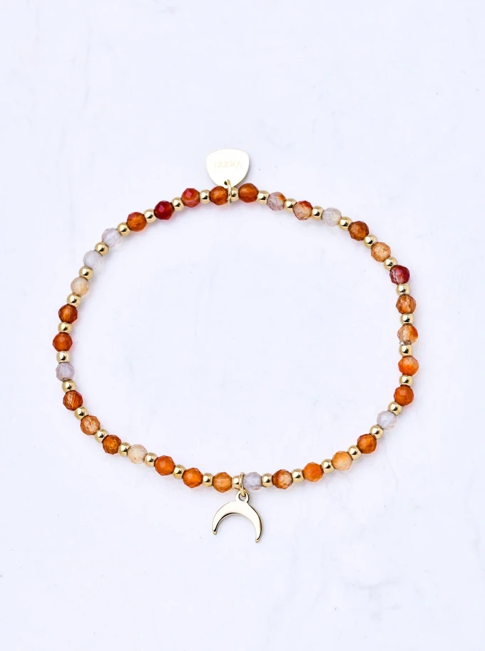 Bransoletka księżyc, Agat, stal pozłacana S111204Z00