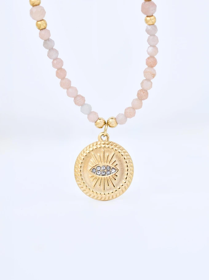 Choker kamień słońca, oko Proroka, stal pozłacana, S310594Z00