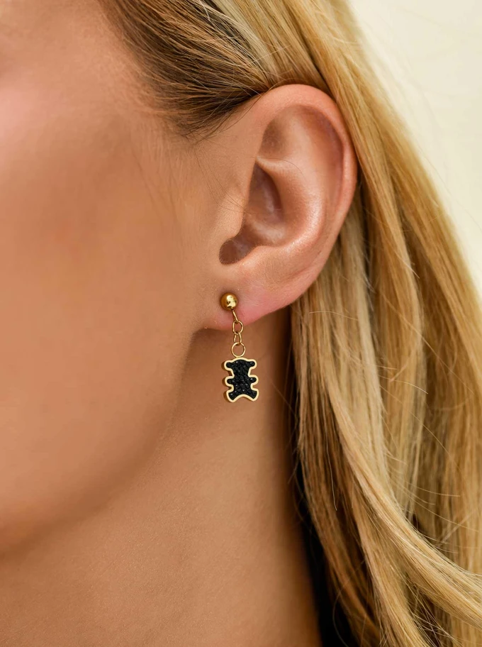 Kolczyki Miś, stal pozłacana S211757Z00