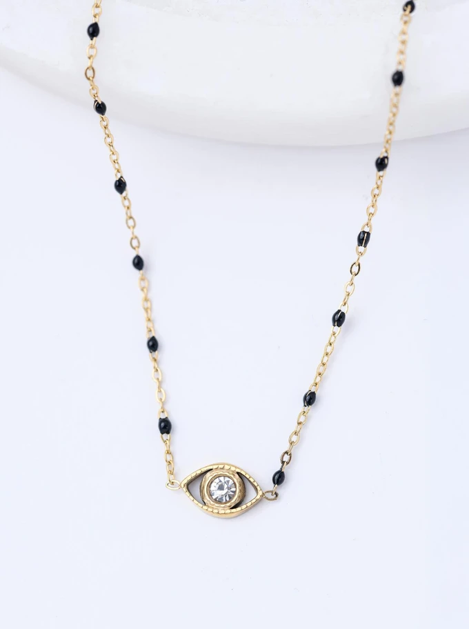 Naszyjnik, Oko Proroka, kryształek, stal pozłacana, S311394Z01