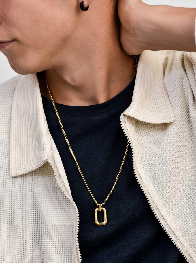 Naszyjnik męski, stal pozłacana S311538Z00
